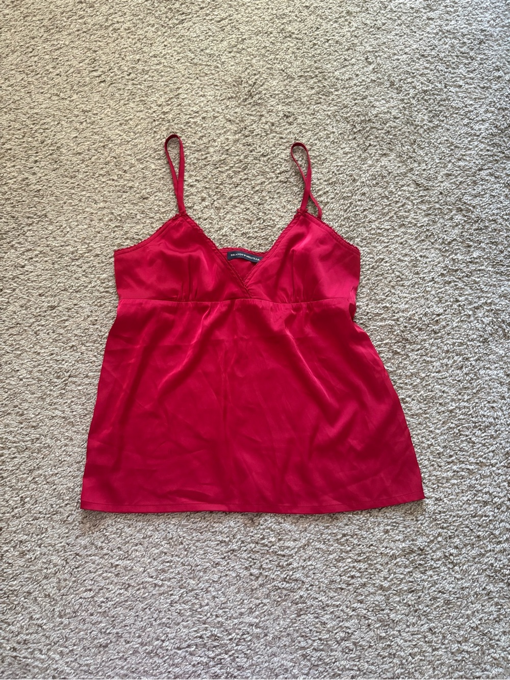 Brandy Melville Red Satin V-Neck Cami